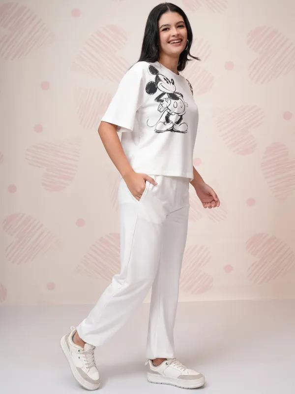 Mickey Mouse Women T-Shirt With Joggers Co-Ords