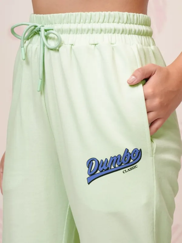 Disney By Tokyo Talkies Women Green Dumbo T-Shirt With Trousers Co-Ords