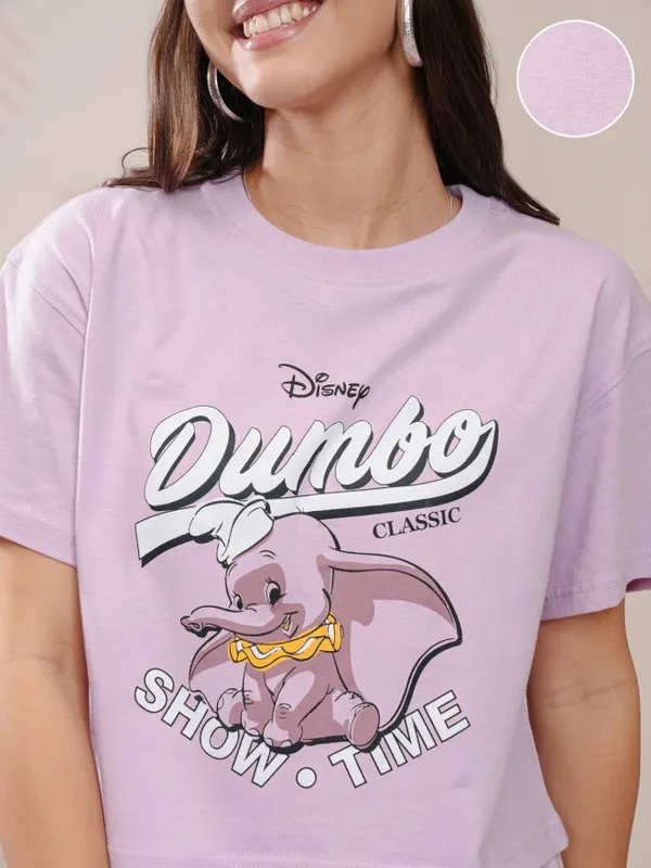 Disney By Tokyo Talkies Women Lavender Dumbo T-shirt With Trouser