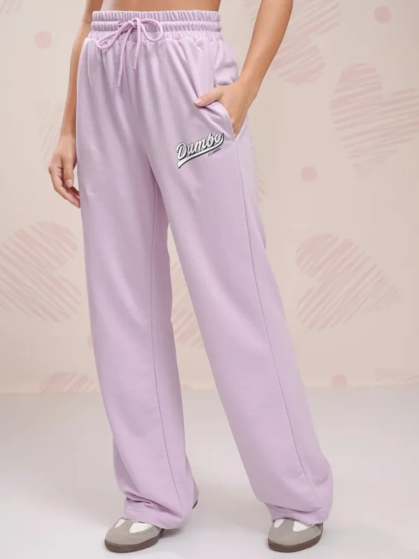 Disney By Tokyo Talkies Women Lavender Dumbo T-shirt With Trouser