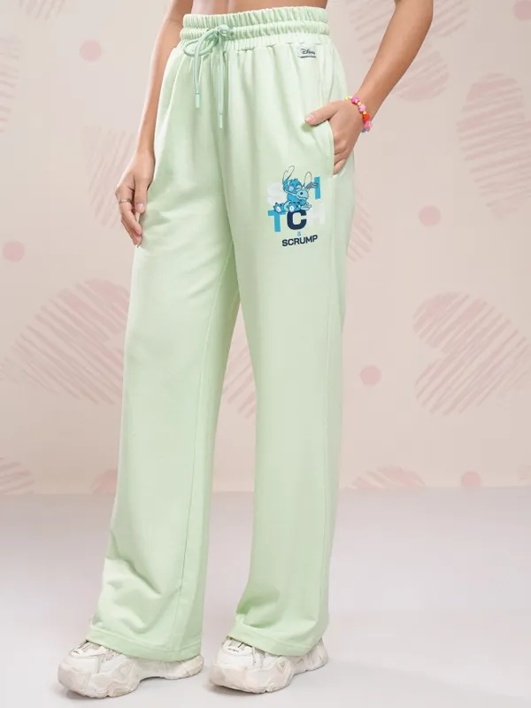 Disney By Tokyo Talkies Women Green Stitch T-shirt With Trouser