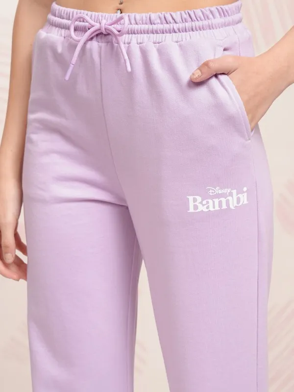 Disney By Tokyo Talkies Women Lavender Bambi And Thumper T-shirt With Trouser