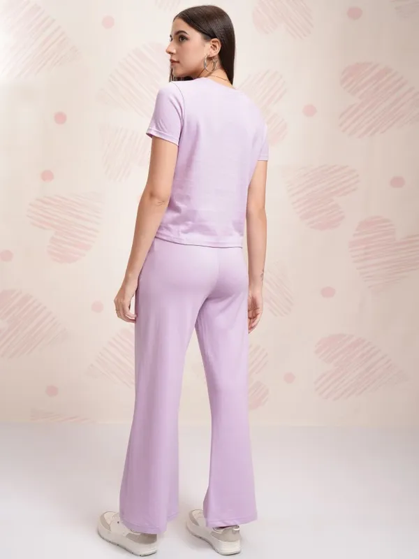 Disney By Tokyo Talkies Women Lavender Bambi And Thumper T-shirt With Trouser