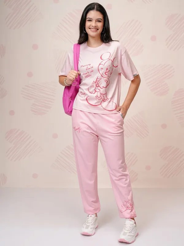 Mickey Mouse Women T-Shirt With Joggers Co-Ords