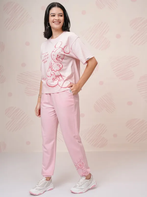 Mickey Mouse Women T-Shirt With Joggers Co-Ords