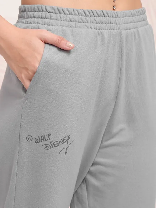 Disney By Tokyo Talkies Women Grey Mickey Mouse T-shirt With Joggers