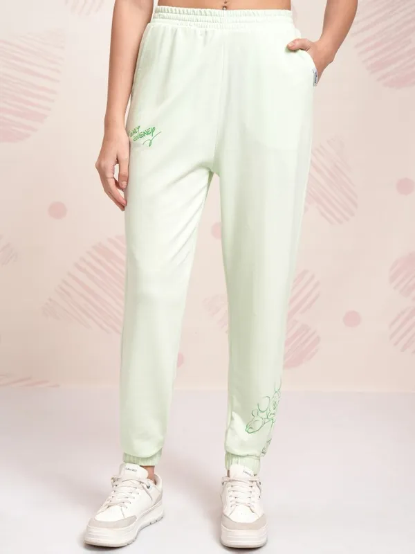 Disney By Tokyo Talkies Women Green Mickey Mouse T-shirt With Joggers