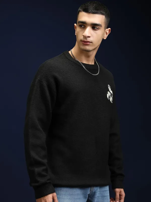 Mickey Mouse Men Self Design Sweater
