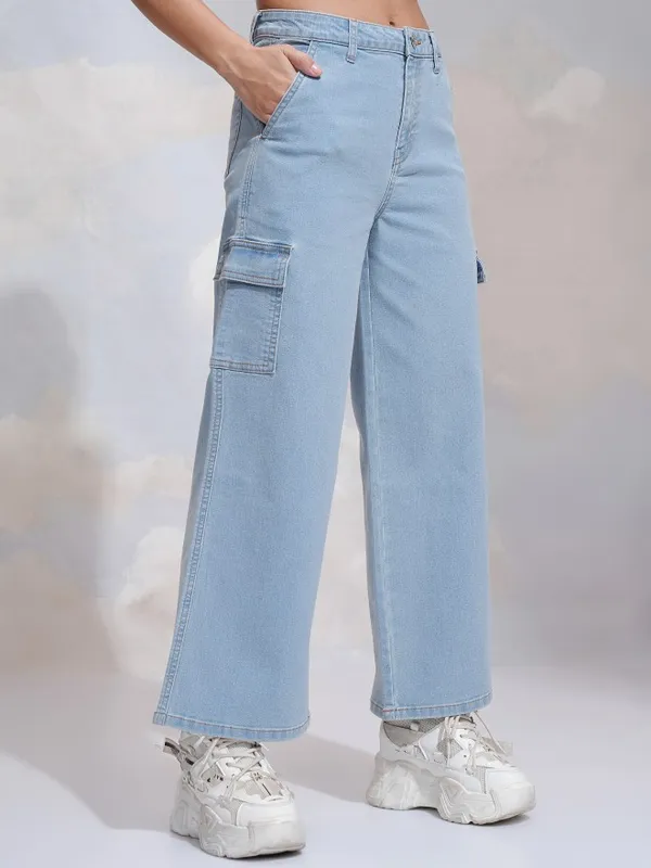Tokyo Talkies Women Blue Wide Leg Stretchable Jeans