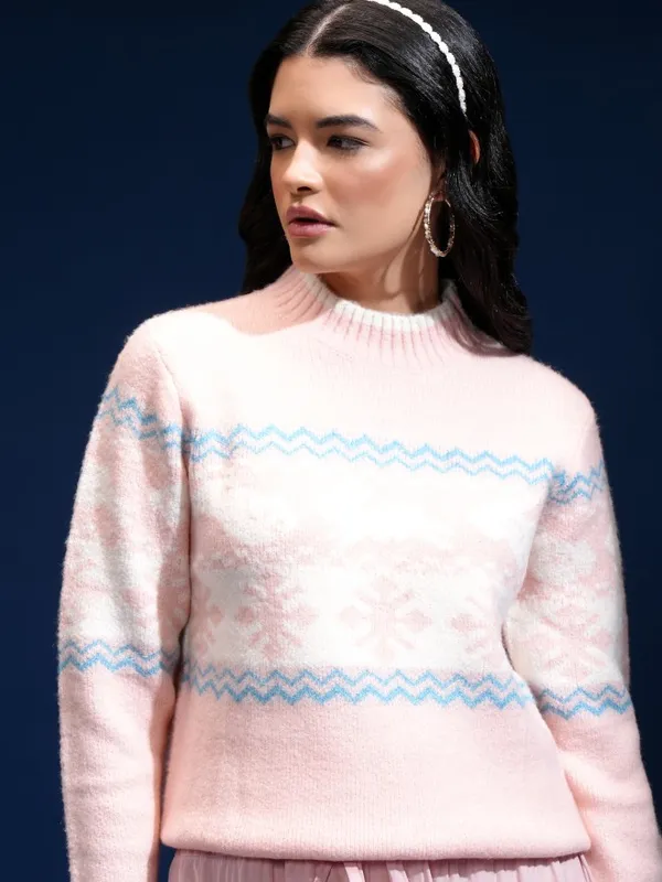 Women Self Design Sweater