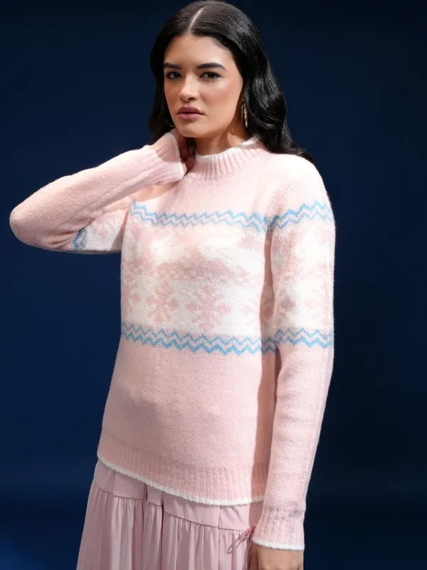 Women Self Design Sweater