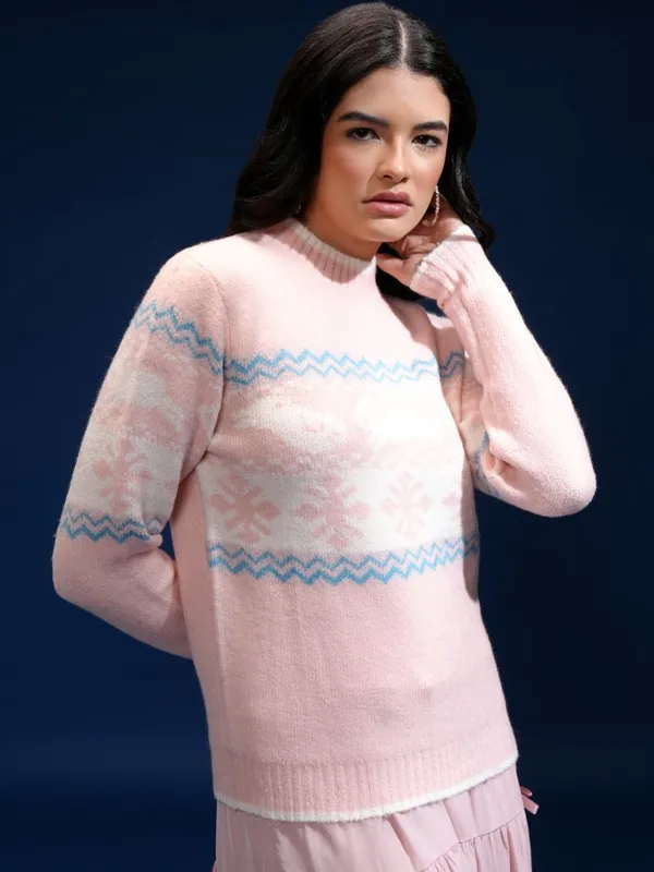 Women Self Design Sweater