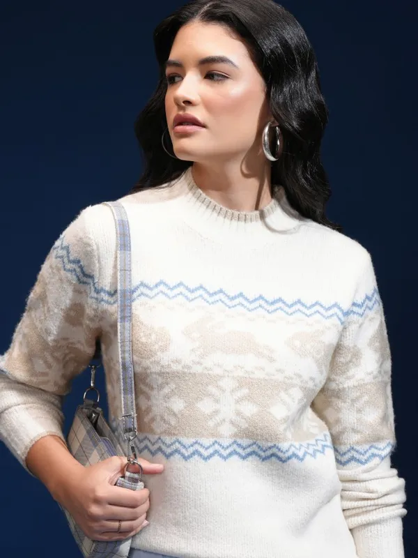 Women Self Design Sweater