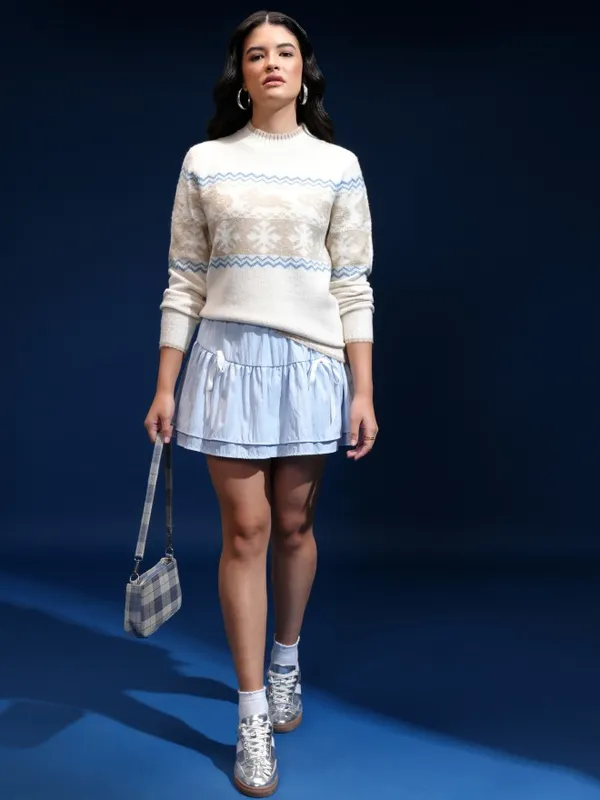 Women Self Design Sweater