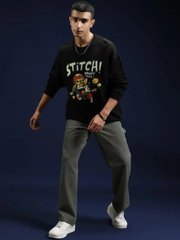 Stitch Men Self Design Sweater