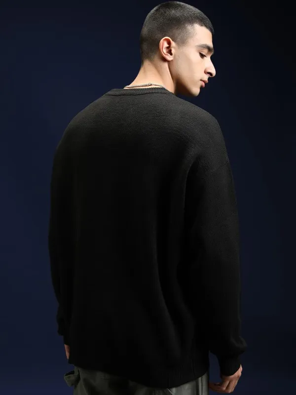 Stitch Men Self Design Sweater