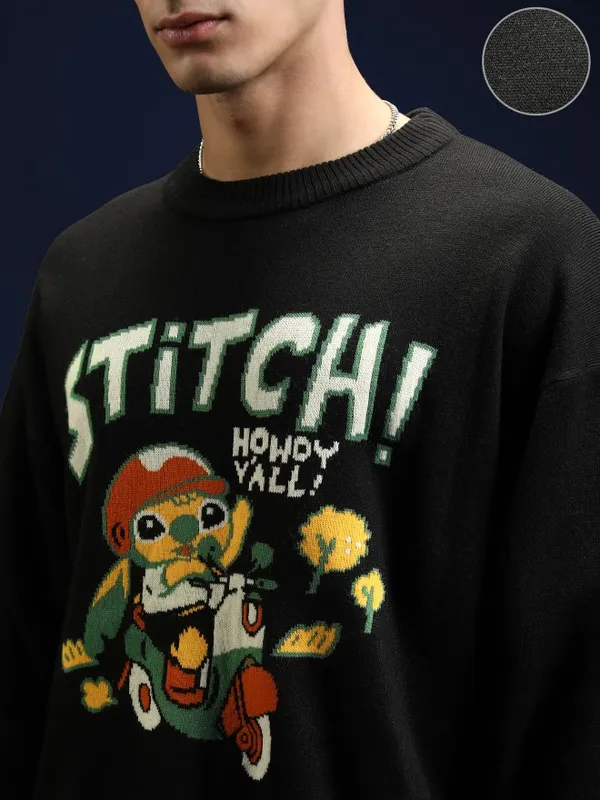 Stitch Men Self Design Sweater