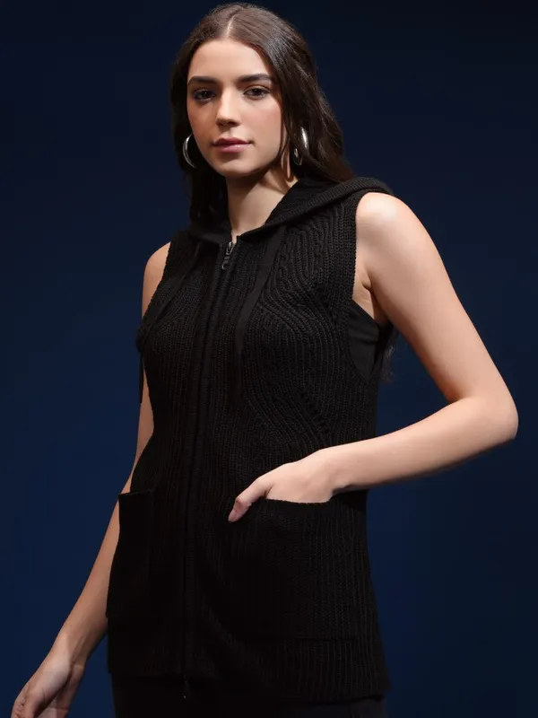 Women Self Design Sweater