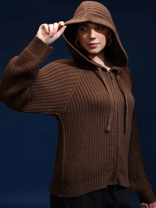 Women Self Design Sweater