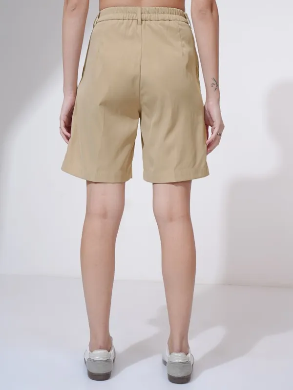 Tokyo Talkies Women Beige Regular Fit Shorts