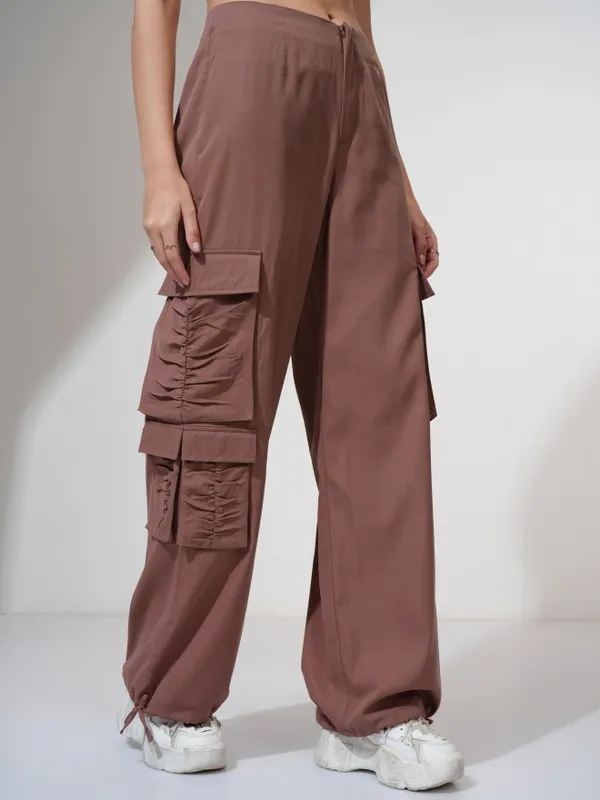 Tokyo Talkies Women Pink Solid Loose Fit Cargos