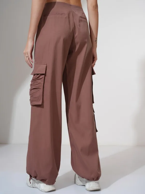 Tokyo Talkies Women Pink Solid Loose Fit Cargos