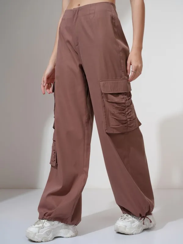 Tokyo Talkies Women Pink Solid Loose Fit Cargos