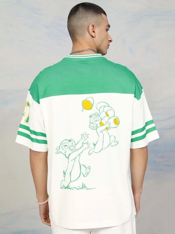 Chip And Dale Men Printed Round Neck Oversized Fit T-Shirt