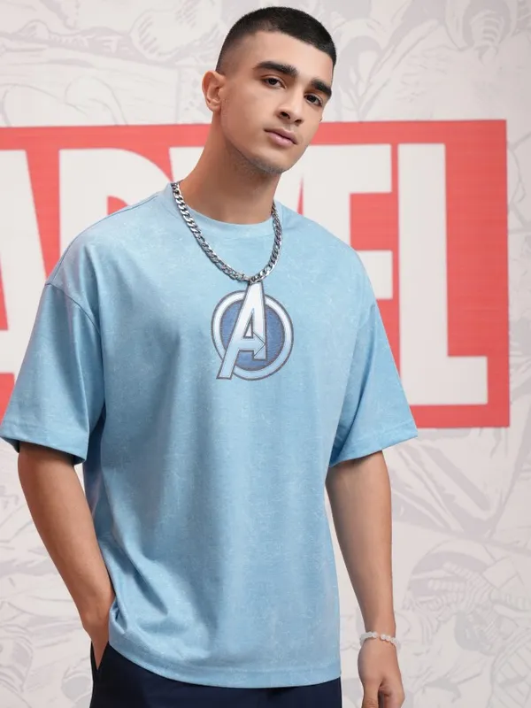 Avengers Men Printed  Round Neck Oversized Fit T-Shirt