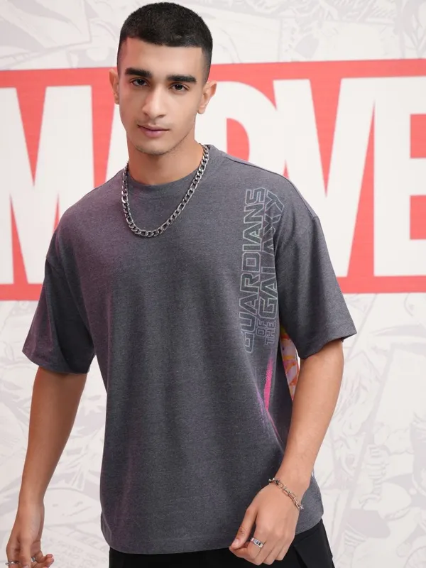 Guardians Of The Galaxy Men Printed  Round Neck Oversized Fit T-Shirt