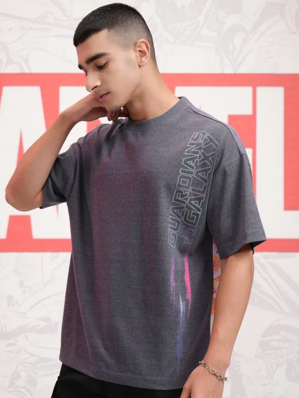 Guardians Of The Galaxy Men Printed  Round Neck Oversized Fit T-Shirt