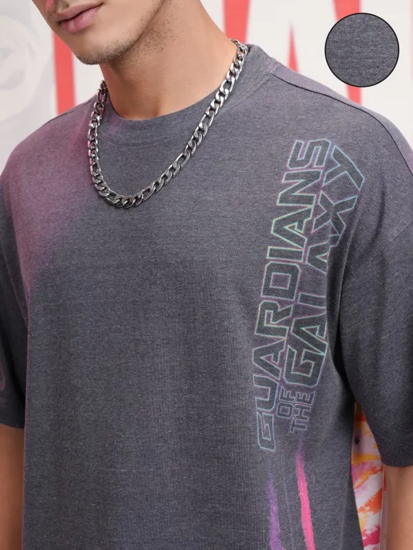 Guardians Of The Galaxy Men Printed  Round Neck Oversized Fit T-Shirt