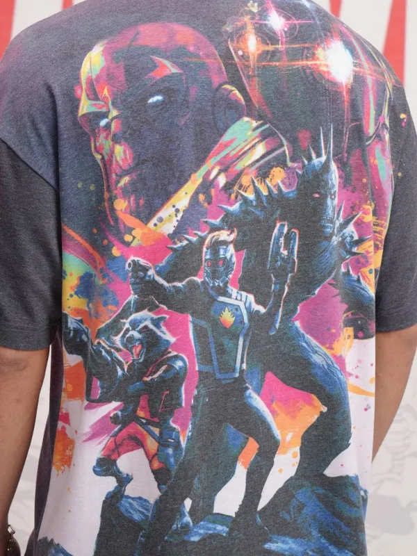 Guardians Of The Galaxy Men Printed  Round Neck Oversized Fit T-Shirt