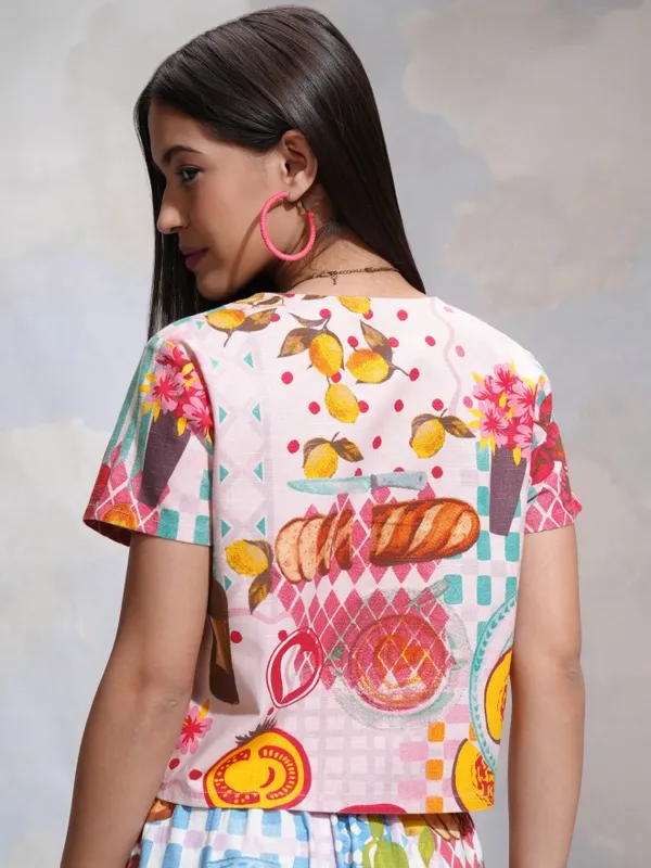 Tokyo Talkies Women Pink Printed Regular Top