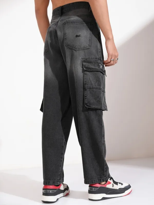 Highlander Men Grey Relaxed Fit Cargo Jeans