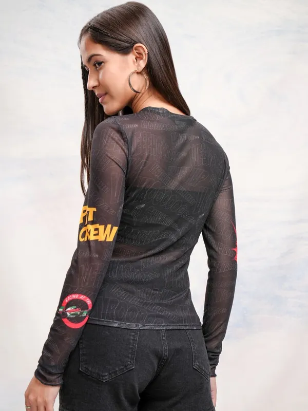 Pixar By Tokyo Talkies Women Black Cars Printed Fitted Top