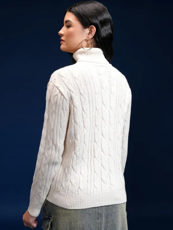 Women Self Design Sweater