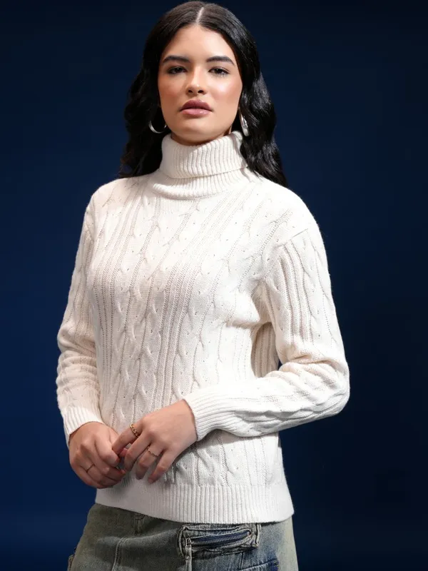 Women Self Design Sweater