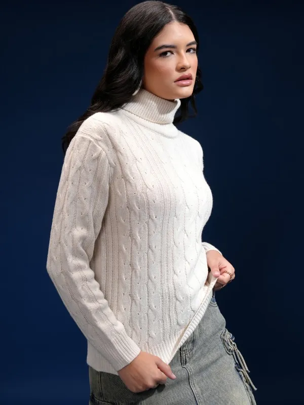 Women Self Design Sweater