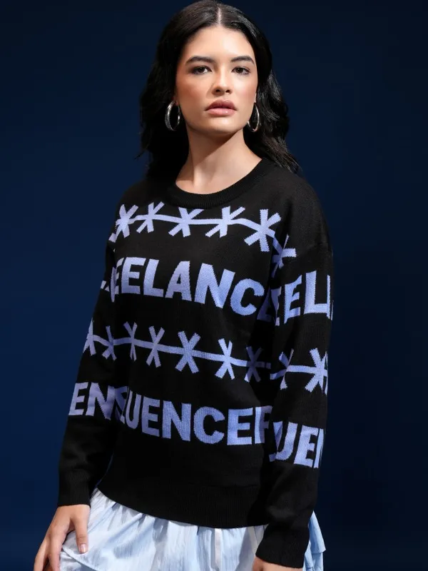 Women Self Design Sweater