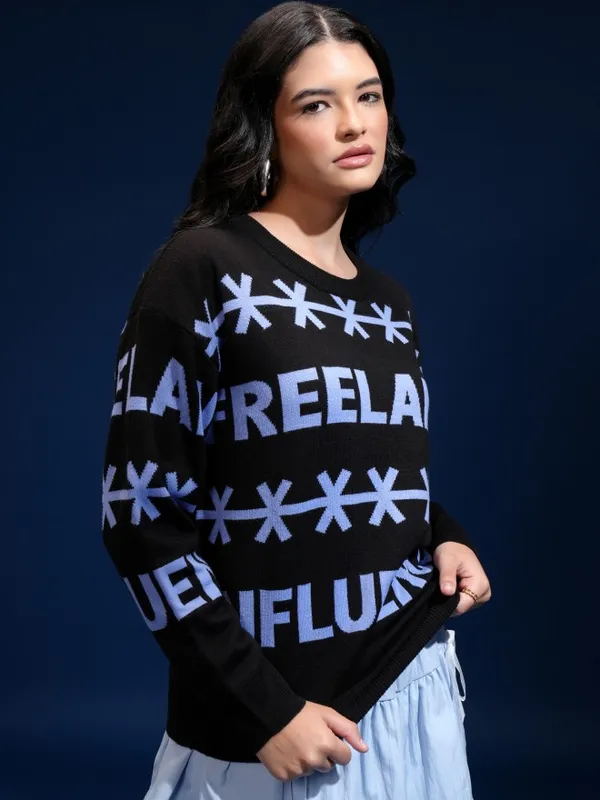 Women Self Design Sweater