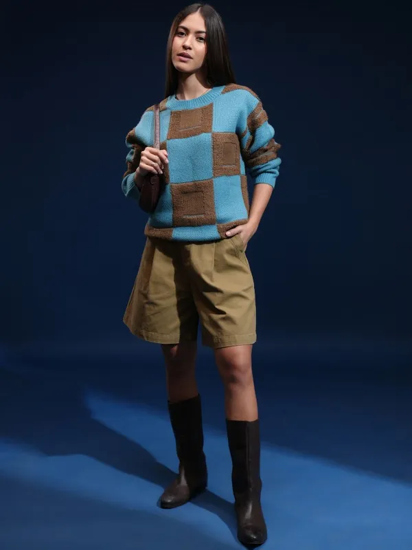 Women Self Design Sweater