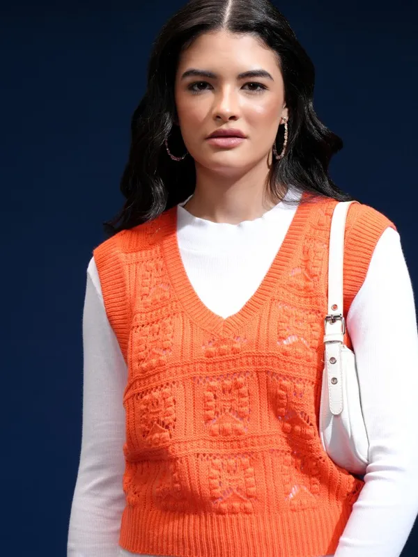 Women Self Design Sweater