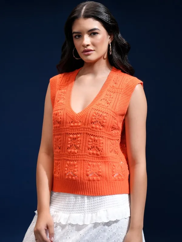 Women Self Design Sweater