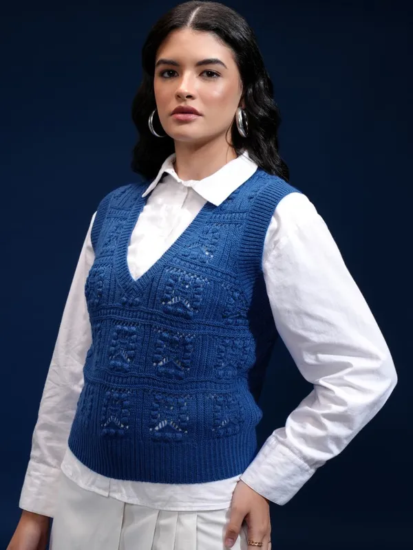 Women Self Design Sweater