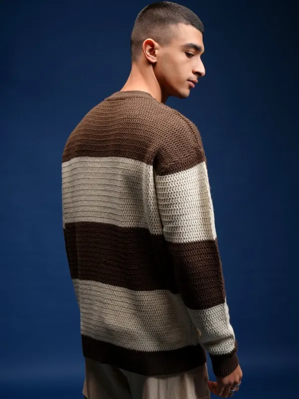 Highlander Men Brown Round Neck Pullover Sweater