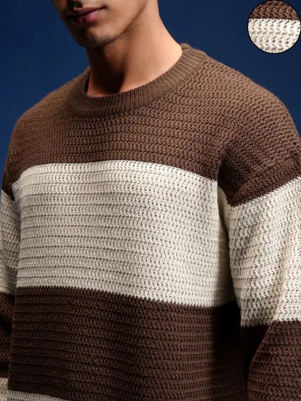Highlander Men Brown Round Neck Pullover Sweater
