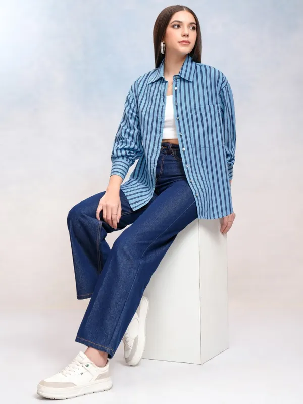 Women Striped Oversized Fit Casual Shirt