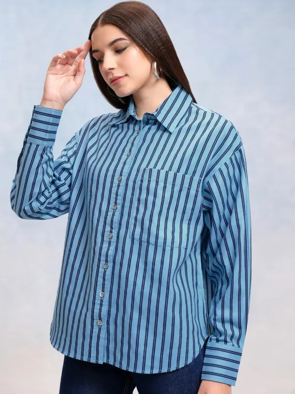Women Striped Oversized Fit Casual Shirt