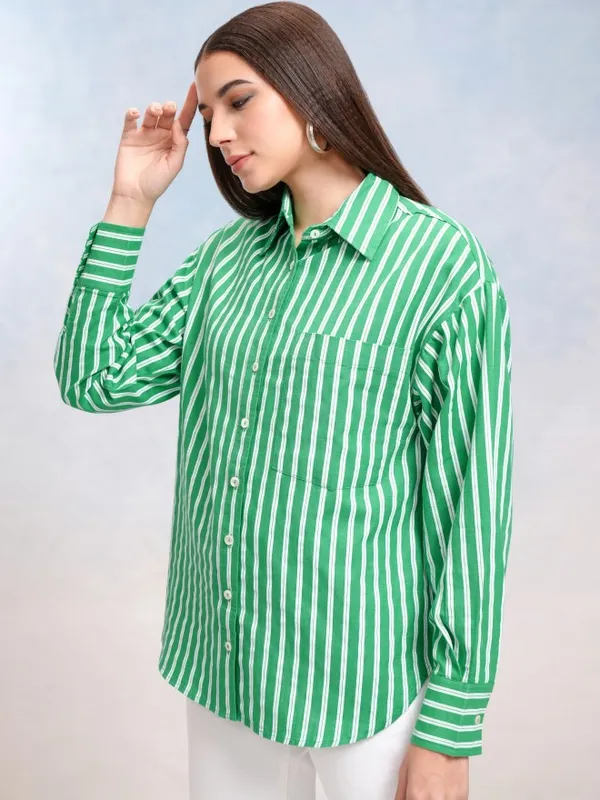 Women Striped Oversized Fit Casual Shirt